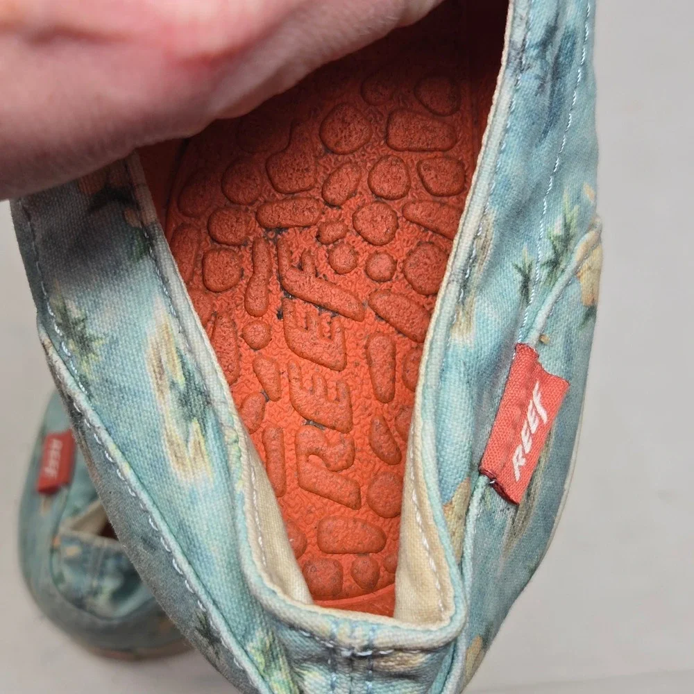 Reef Deckhand 2‎ Prints Mens 10 Blue Tropical Palm Tree Boat Shoes RF-003414